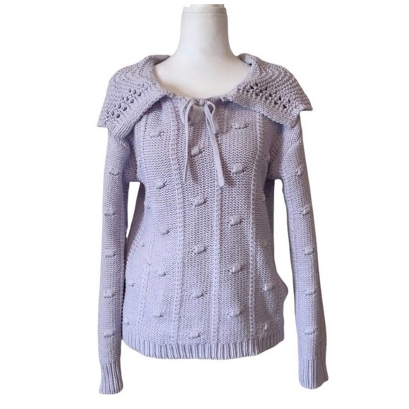 NEW Sandy Liang x Target Lilac Purple Pointelle Crochet Knit Pullover Sweater - Picture 2 of 9
